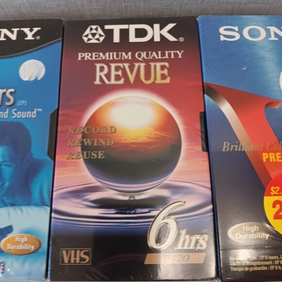 Sony TDK Revue 6 Hour T-120 VHS Blank Video Cassette Tape Lot of 3 New Old Stock - Picture 3 of 7